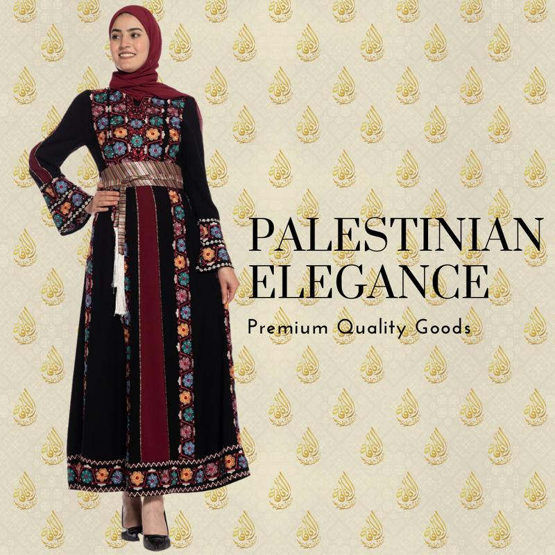 Dotted Palestinian Embroidered Thoub: Elegance and Cultural Heritage